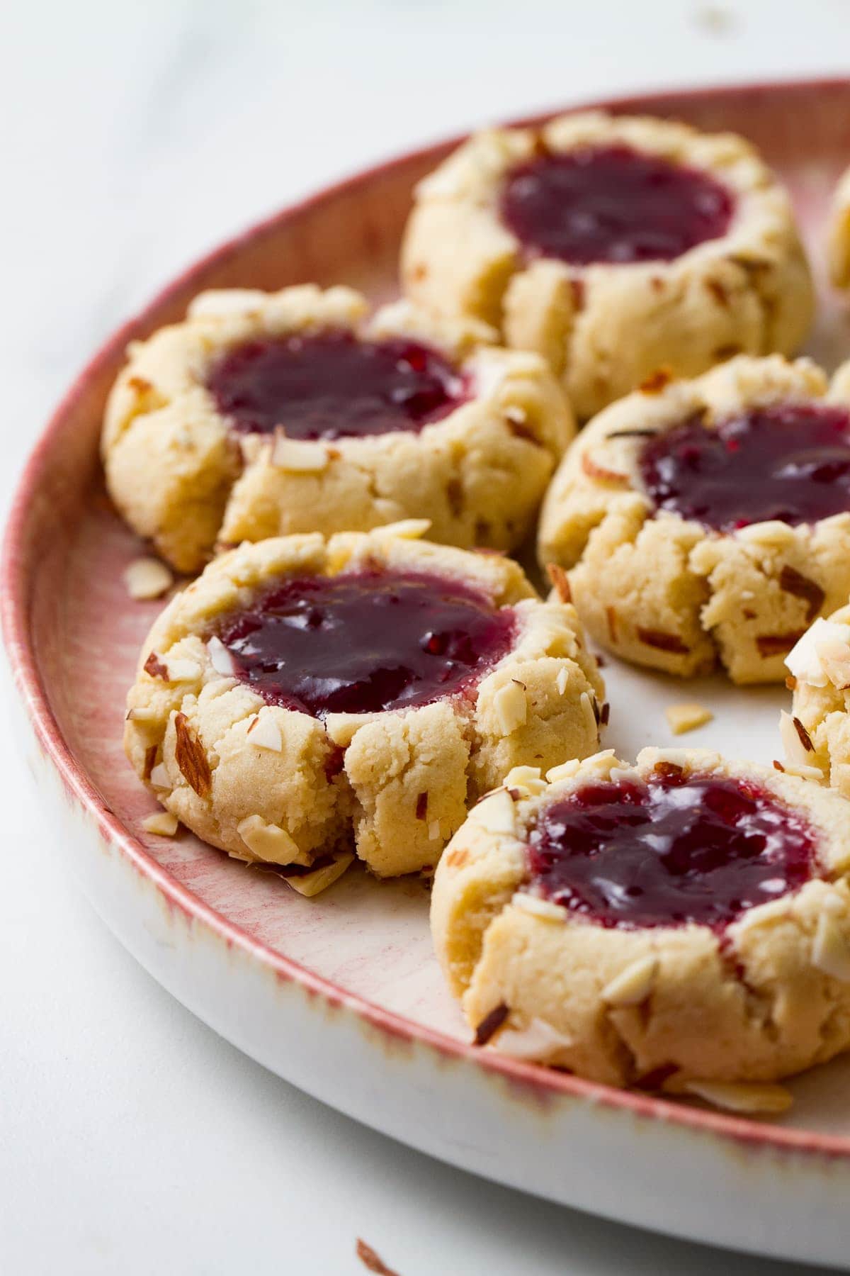 Easy Grain-Free Vegan Almond Thumbprint Cookies with Cherry Jam